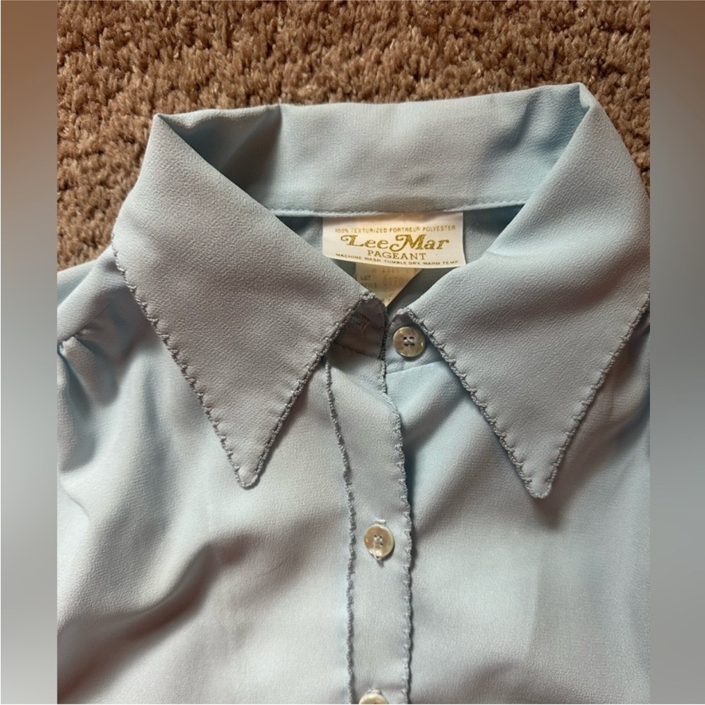Vintage Lee Mar Pageant Secretary Blouse – Powder Blue Scallop Trim – Size 12 - Picture 4 of 7
